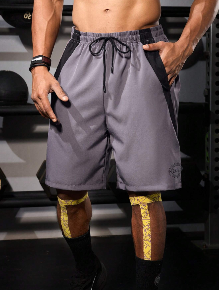 Men's Color-Blocked Drawstring Waist Sports Shorts