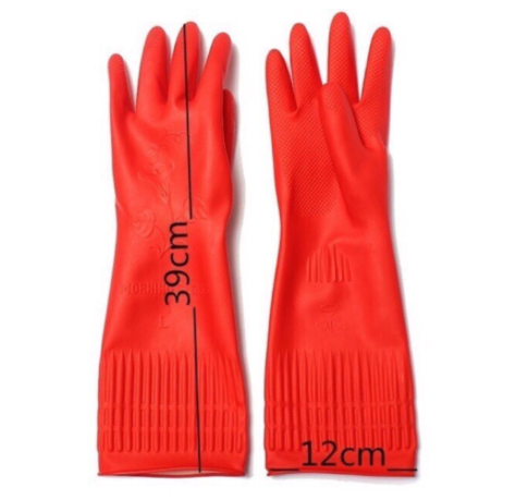 LONG SIZE 1pair Household Gloves / Laundry Gloves / kitchen washing gloves/Rubber Gloves(RED)