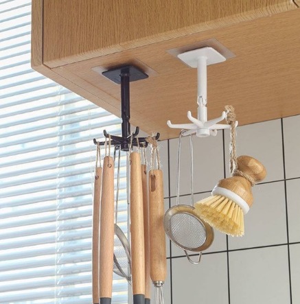 Rotating Hook Kitchen 360 Degree Multifunctional Punching Six-Claw Hook Wall Without Trace Rack