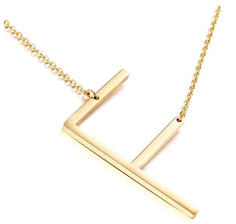 Stainless Chain with Letter Pendant Necklace F