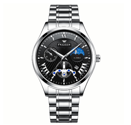 FNGEEN 5606 Men's Quartz Watch SILVER BLACK