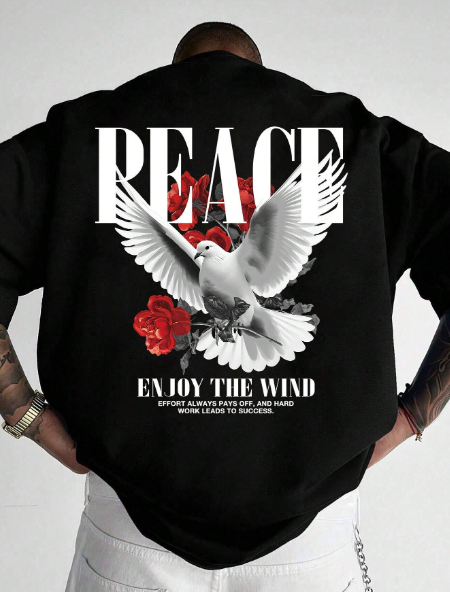 Manfinity Hypemode Men Plus Size Loose-Fit Pigeon & Slogan Printed Graphic Tee, Summer