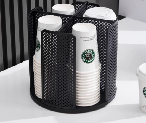 360° Rotating paper coffee cup dispenser make up Kitchen holder storage rack organizer Turntable