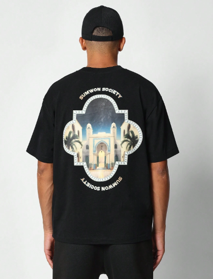 SUMWON Regular Fit Tee With Casa Blanca Window Print College Ready