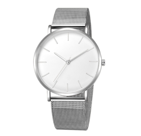 Men Fashion Simple Watch Ultra-thin Mesh Belt Stainless Steel Quartz Watches M9