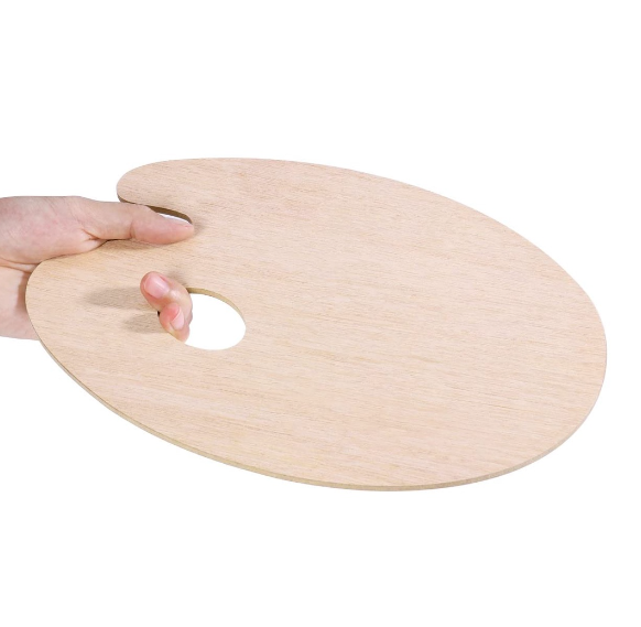 Wooden Paint Palette Oil Paint Palette with Thumb Hole for Acrylic Watercolor