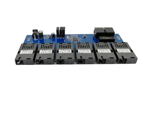 10/100M Single Mode Fiber Switch Optical Media Converter PCBA 6*155M Fiber Port 2 RJ45 Port 20KM SC Fast Ethernet Simplex/Duplex
