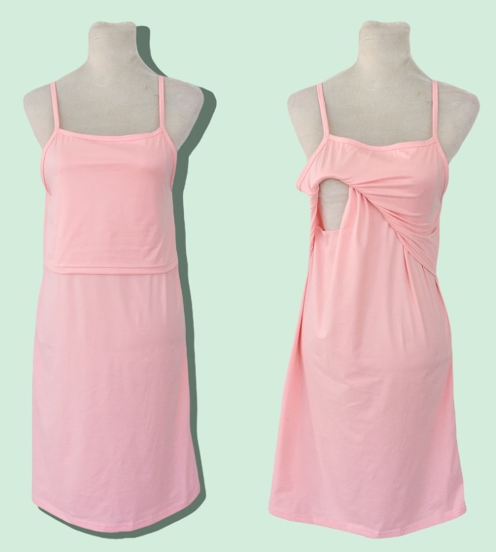 Best Moms Maternity and Nursing Spaghetti Dress Breastfeeding Wear PEACH