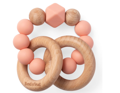Booginhead Beaded Silicone & Wood Teether Rings