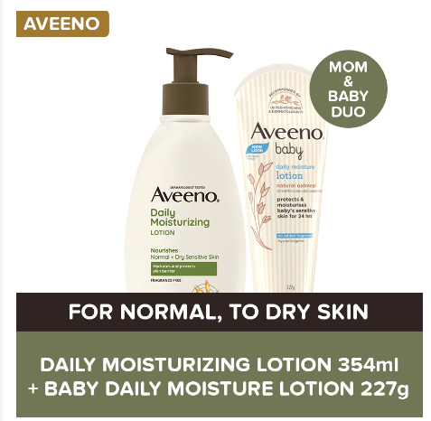 Aveeno Daily Moisturizing Lotion 354ml + Aveeno Baby Daily Moisture Lotion 227g Bundle