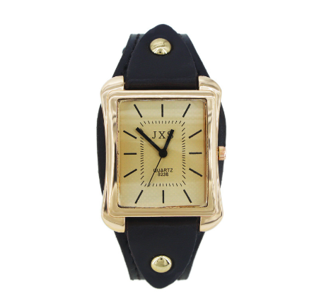 Square simple men's and women's belt watch retro strip nail men's watch student watch F002