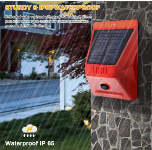 DAYTECH Solar Alarm Strobe Siren Light with Motion Detector Sensor 129db Sound Loud Siren Waterproof for Garden Farm Yard Shed