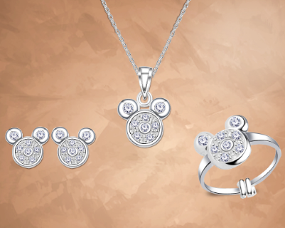 Italy Sterling Silver Mickey Design Set with Chain For Child