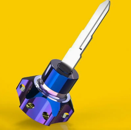 Universal Motorcycles Key CNC Bit Keychain Hexagon Burned Titanium Key Head Case Shell Motorcycle Key Ring Refit Accessories