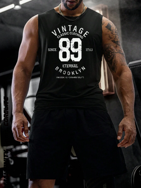 Manfinity Sport Corelite Men's Simple Printed Sport Tank Top T-Shirt Workout Tops