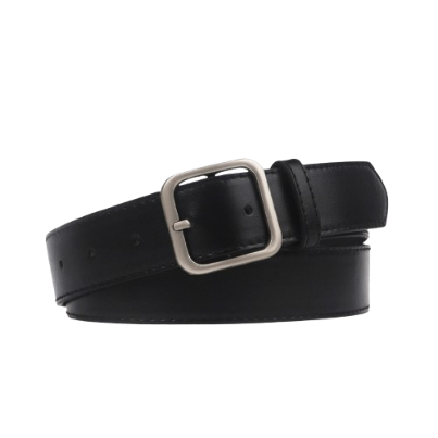 Lovito Casual Leather Belts for Jeans Dresses Fashion Gold Buckle Belt for Women L50AD150 (Black, Brown)