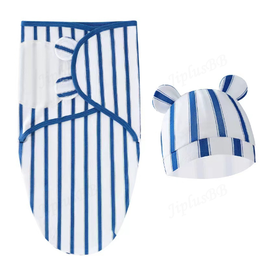 Newborn Baby Muslin Swaddle Blanket Hat Set Swaddle Bedding Wrap Blanket Baby Swaddling S18