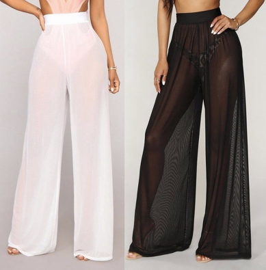 2023NEW Beach Mesh Sheer Pants Cover Up Swimwear Beach outfit Swimsuit For Women