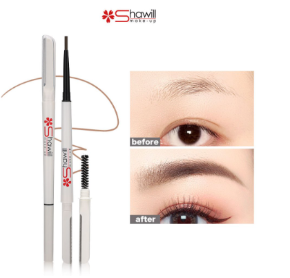 Shawill 2 in 1 Double Heads Eyebrow Pencil Waterproof Long-lasting Eyebrow Pen with Brush S3054