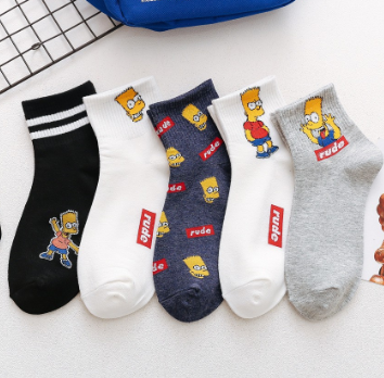 Cute Simpson Women Men Cotton Short Socks Fashion Korea Harajuku Street Funny Ankle Socks
