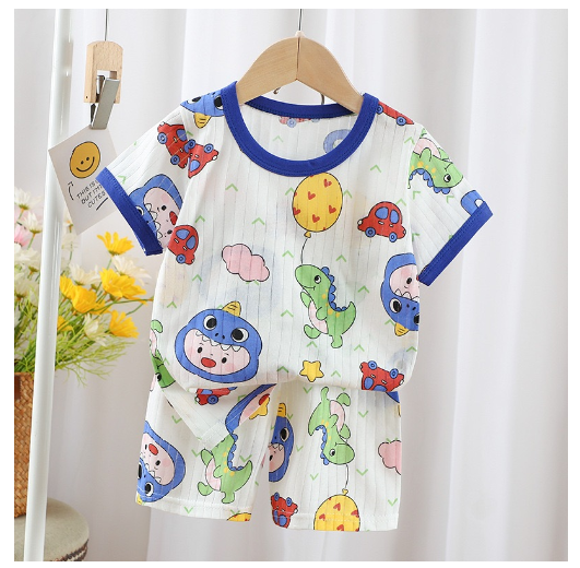 Baby Summer Casual Short-Sleeved Suit Baby Cotton Short-Sleeved  Shorts Suit Baby T-shirt Suit T4