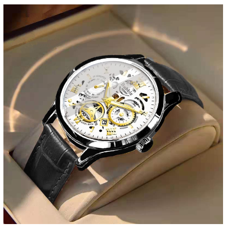 Original Luxury Hollow Stainless Steel Fashion Luminous Waterproof Men's Watch Business Calendar automatic Quartz analog Wrist Watch M12