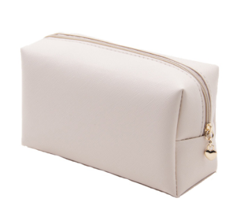 HAN Faux Leather Zippered Cosmetic Bag Waterproof Small Pouch Solid Color Makeup Case Purse Toiletry Organizer Handbag