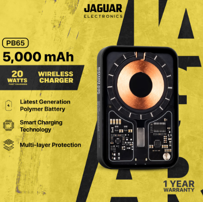 JAGUAR ELECTRONICS Magnetic Wireless Power Bank PB65 PD20W Fast Charging 5000mAh