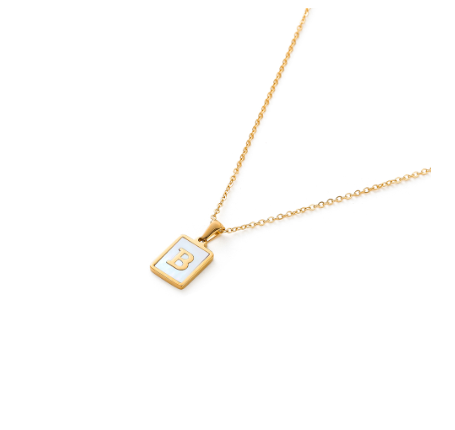 St.kunkka Stainless Steel Gold Letter Pendant Necklace Ladies A-Z Letter Necklace for Gift B