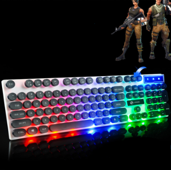 GTX300 Punk Retro Backlit Gaming Keyboard USB Wired Suspended Keyboard and Mouse Set Braph