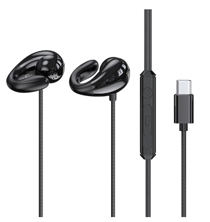 3.5MM Usb Type C In-Ear Earphones Ear-Clip Wired Earbuds Headset With Mic For Galaxy Z Flip 4 5 Note 20 Ultra S8 S9 Plus A34 A54