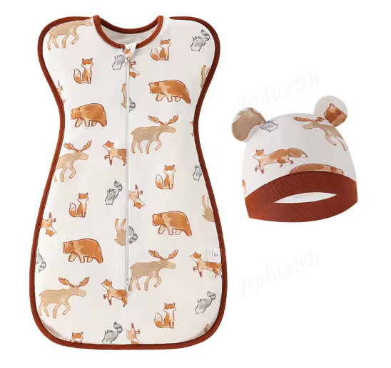 Newborn Swaddle Baby Muslin SW Blanket Hat Set Swaddle Bedding Wrap Blanket Baby Swaddling B11