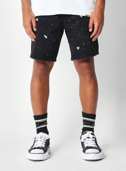 SUMWON Denim Short With Paint Splatter