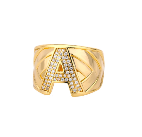 Fashion Initial Letter Rings For Women Finger Adjustable A-Z Alphabet Ring Jewelry A