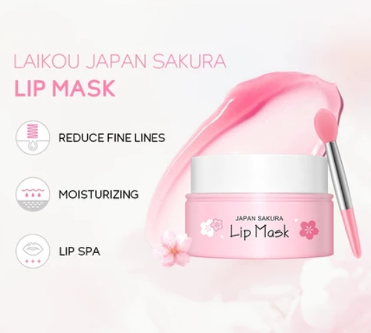 LAIKOU Sakura Lip Mask Sleeping Night Lip Balm Cherry Blossoms Balm Repairing Wrinkle 8g