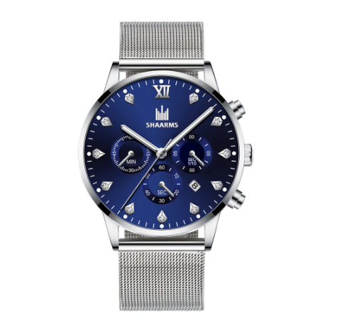 Fashion Men Stainless Steel Quartz Watches with Calendar M09