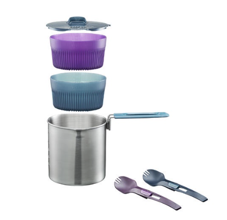 Decathlon Forclaz Trekking Cooking Set in Stainless Steel for 2 People - TREK 500 1.6 Litres