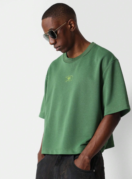 SUMWON Crop Fit Tee With Small Graphic Print College Ready