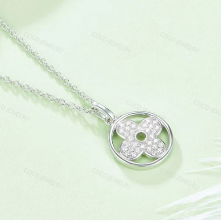 Real Moissanite Faux Diamond Excellent VVS-1 With GRA Certification S925 Silver Women Necklace OS15O