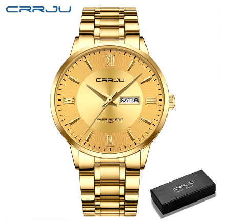 CRRJU Men's Watch New Fashion Casual Sports Business Stainless Steel Quartz Waterproof 2175 m4