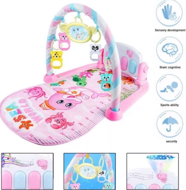 Kid Baby Gym Frame Fitness Play Mat Piano Children Music Carpet Early Education Toy Bed