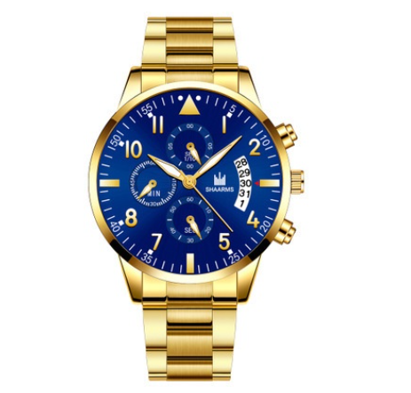 SHAARMS Stainless Steel Quartz Watch Date Calendar Men Business Watches M6