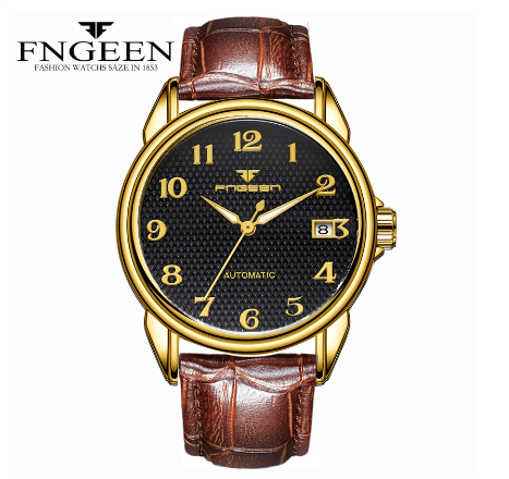 FNGEEN 6608 Men's Automatic Mechanical Watch GOLD BLACK