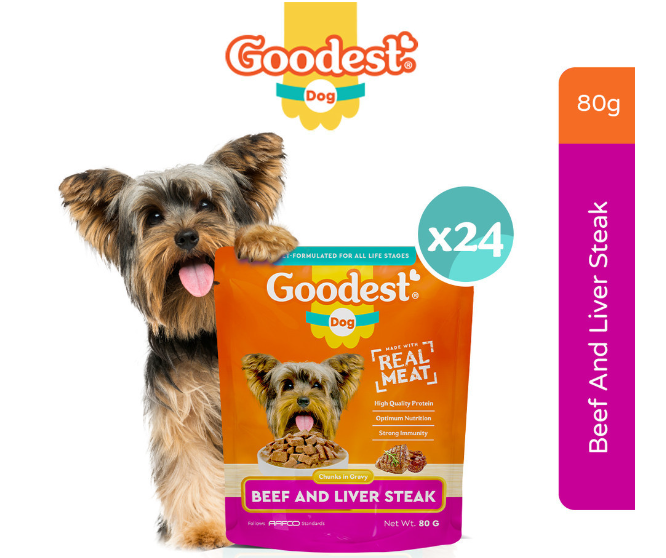 Goodest Dog Beef & Liver Steak 80G Pack Of 24