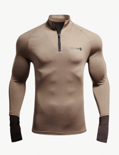 Men's Stand Collar Zip-Up Sports Jacket Workout Tops