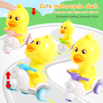 Yellow Duck Motorcycle Kids Inertia Pull Back Animal Car Toys No Battery