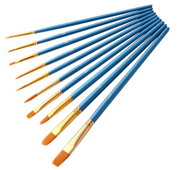 SeamiArt 10 Pcs. Set Different Shape Nylon Hair Painting Brush For Watercolor Oil Acrylic Gouache Paint