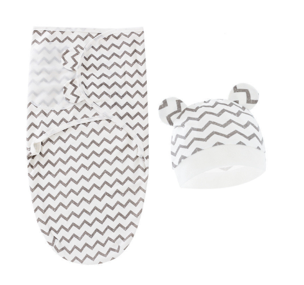 Cotton Newborn Sleeping Bag Baby Swaddle Blanket Pack Hat Adjustable Baby Set Newborn Sleeping Bag Plain Blanket D7