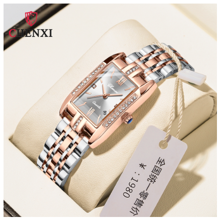 CHENXI luxury watch for women waterproof 2023 sale original new fashion stainless steel quartz diamond square watch WHITE