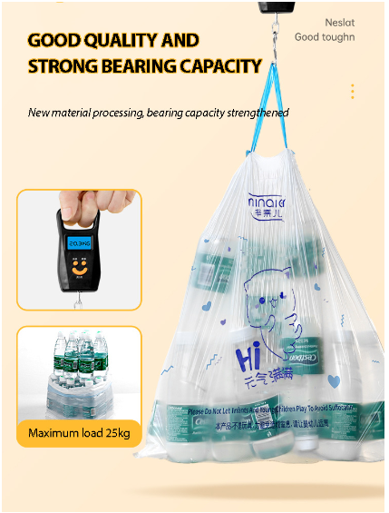 Roll  Drawstring Garbage Bag Thickened Automatic Closing Kitchen Garbage Bag 100pcs